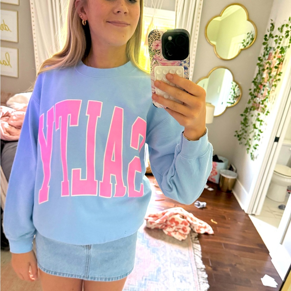 Blue Sweatshirt with Pink SALTY Print Altar’d State